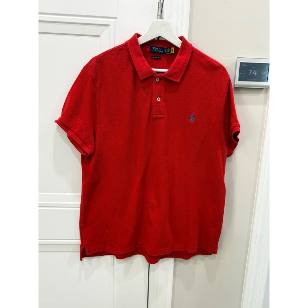 Polo Ralph Lauren Mens XL Classic Fit Red Cotton Pique Short Sleeve Polo Shirt